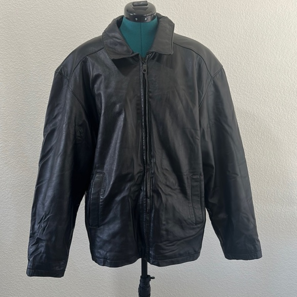 Cambridge classics Mens black leather coat size L